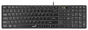 Клавиатура проводная Genius мультимедийная SlimStar 126, USB, 104 клавиши, 9 горячих кнопок, влагозащищенная, тонкие клавиши клавиши, (31310017417)