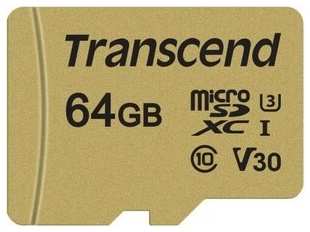 Карта памяти Transcend 64GB microSDXC Class 10 UHS-I U3 V30 R95, W60MB/s with adapter (TS64GUSD500S) 538261268