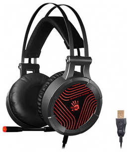 Наушники с микрофоном A4Tech Bloody G530 черный/серый 1.8м мониторные оголовье (G530 (GREY) USB) 538293725