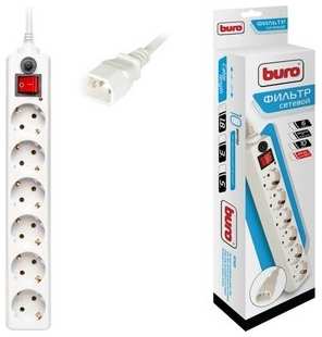 Сетевой фильтр для ИБП Buro 600SH-1.8-UPS-W 1.8м (6 розеток) белый, IEC320 538400465