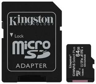 Карта памяти Kingston microSDXC 64Gb Canvas Select Plus (class 10/UHS-I/U1/100Mb/s/SD- адаптер) 538638950
