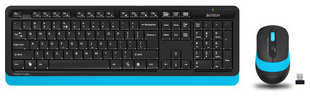 Комплект клавиатура и мышь A4Tech Fstyler FG1010 клав-черный/синий мышь-черный/синий USB беспроводная Multimedia 538760464
