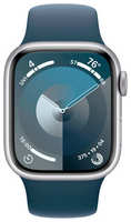 Смарт-часы Apple Watch Series 9 A2978 41мм OLED корп.серебристый Sport Band рем.синий разм.брасл.:130-180мм (MR903LL / A) (MR903LL/A)