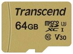 Карта памяти Transcend 64GB microSDXC Class 10 UHS-I U3 V30 R95, W60MB / s with adapter (TS64GUSD500S)