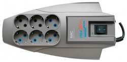 Сетевой фильтр Pilot X-Pro 5м (6 розеток) серый