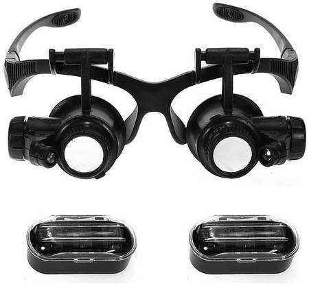 Лупа-очки Kromatech налобная 10/15/20/25x, с подсветкой (2 LED) MG9892G/GJ 5805292