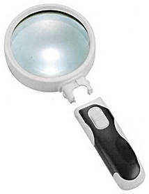 Лупа Kromatech ручная круглая 5х, 90 мм, с подсветкой (2 LED), черно-белая 77390B 5894462