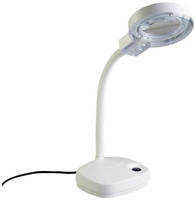 Лупа-лампа настольная Veber 3D/8D, 1,75х/3x, 86/21 мм, с подсветкой, белая (8611)