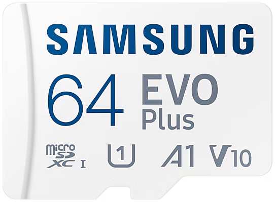 Карта памяти Samsung MicroSDXC 64Гб EVO Plus CL10 с адаптером белый 650002211692212022010691223