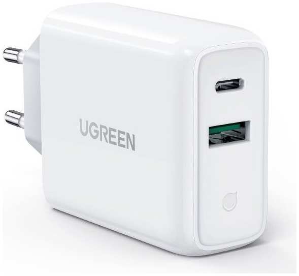 Сетевое зарядное устройство UGREEN CD170 USB-C + USB-A, 38Вт, PD, GaN