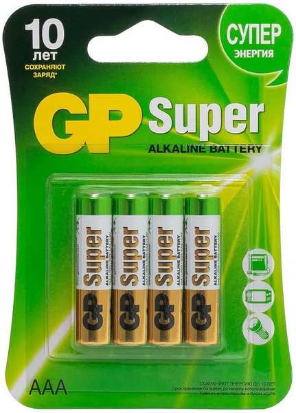 Батарейка GP Super Alkaline 24А, ААА, 4 шт 657307235