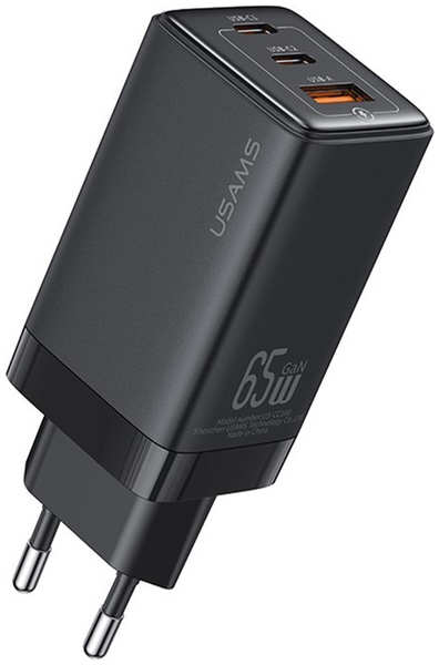 Сетевое зарядное устройство USAMS US-CC180 2USB-C+USB-А, PD, 65 Вт