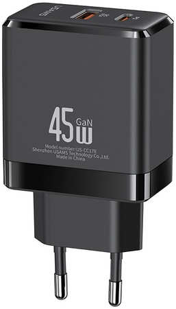 Сетевое зарядное устройство USAMS US-CC178 T58 USB-A + USB-C, PD, 45 черный 657309918