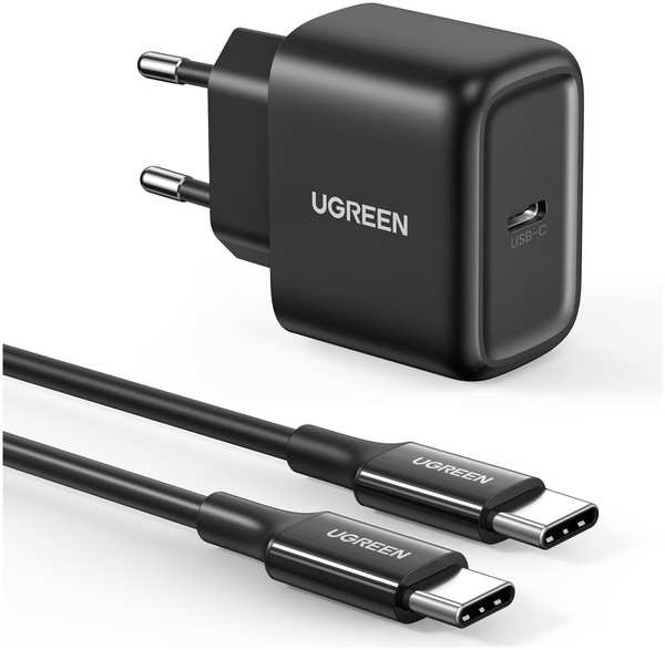 Сетевое зарядное устройство UGREEN USB-C + кабель USB-C - USB-C, PD, 25 Вт черный 657362861