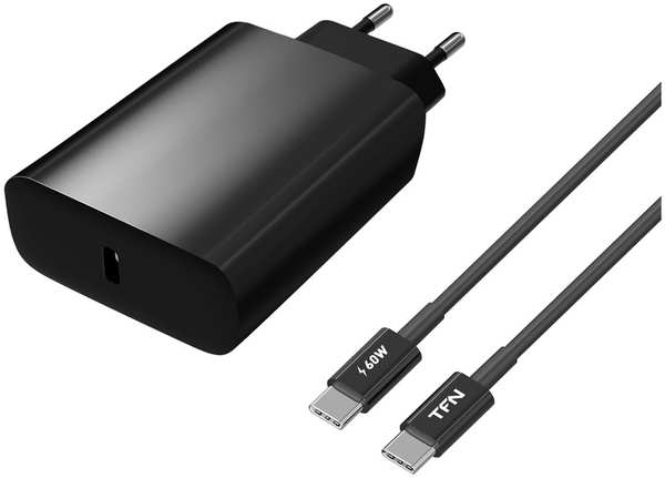 Сетевое зарядное устройство TFN USB-C + кабель USB-C, PD, 25Вт черный 657363182