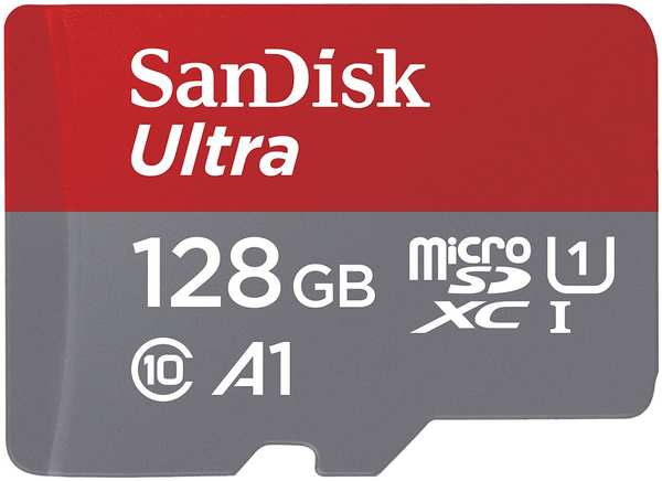 Карта памяти Sandisk Ultra microSDXC 128 ГБ красный/черный 657390918