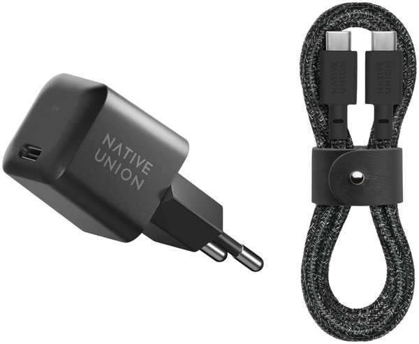Сетевое зарядное устройство Native Union Fast GaN Charger + кабель USB-C, PD, 30 Вт черный 657391357