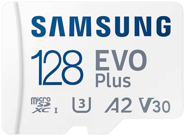 Карта памяти Samsung MicroSDXC 128Гб EVO Plus CL10 с адаптером белый 657393224