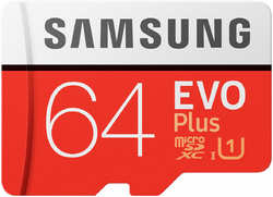 Карта памяти Samsung EVO Plus 64 ГБ CL10 + SD адаптер (MB-MC64HA/RU)