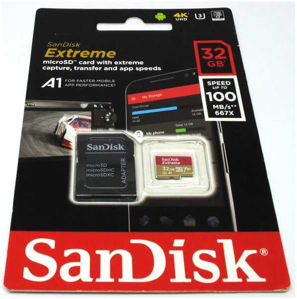 Карта памяти SanDisk Extreme PRO microSDXC 64Gb UHS-I U3 V30 A2 + ADP SDSQXCU-064G-GN6MA