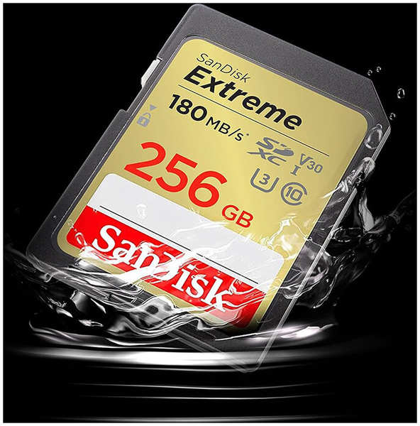 Карта памяти SanDisk Extreme SDXC V30, UHS-I Class 3 (U3), Class 10 256 Гб SDSDXVV-256G-GNCIN 6734400