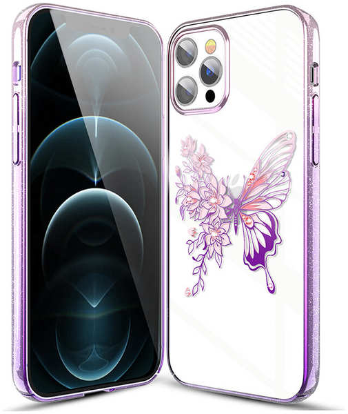 Чехол PQY Butterfly для iPhone 12 Pro Max / Kingxbar IP 12/12 Pro Max Butterfly Series-Pink&