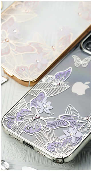 Чехол PQY Butterfly для iPhone 12 mini Фиолетовый/Серебро Kingxbar IP 12 5.4 6768350