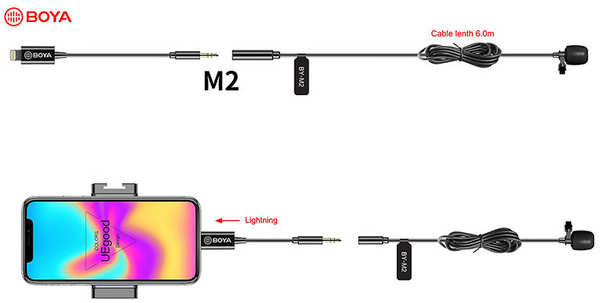 Микрофон петличный BOYA BY-M2 Lightning MFI 6783651