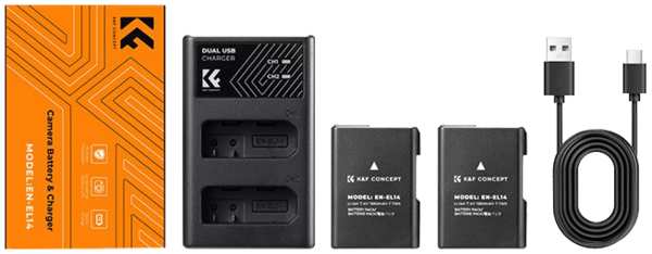 2 аккумулятора EN-EL14 + зарядное устройство K&F Concept KF28.0020 6798351