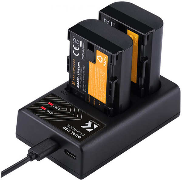 2 аккумулятора LP-E6NH + зарядное устройство K&F Concept KF28.0021 6798354