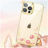 Чехол PQY Flora для iPhone 13 Розовое золото Kingxbar IP 13 6.1