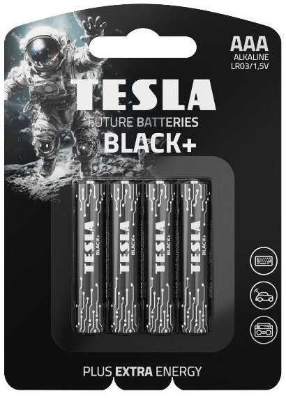 Батарейки Tesla Black+ LR03 (AAA), 1,5 В, 4 шт (140129)