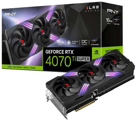 Видеокарта PNY RTX 4070Ti Super 16GB XLR8 Gaming Verto Triple Fan Overclocked Edition DLSS 3 (VCG4070TS16TFXXPB1-O)