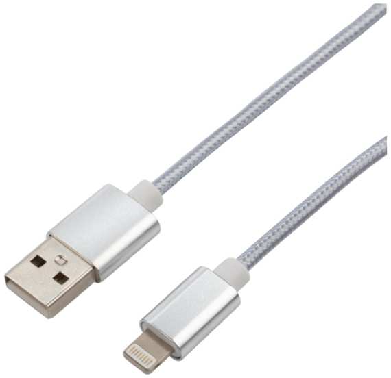 Кабель Rexant USB-Lightning, 1 м, нейлоновая оплетка, серебристый (18-7051) 90154422970