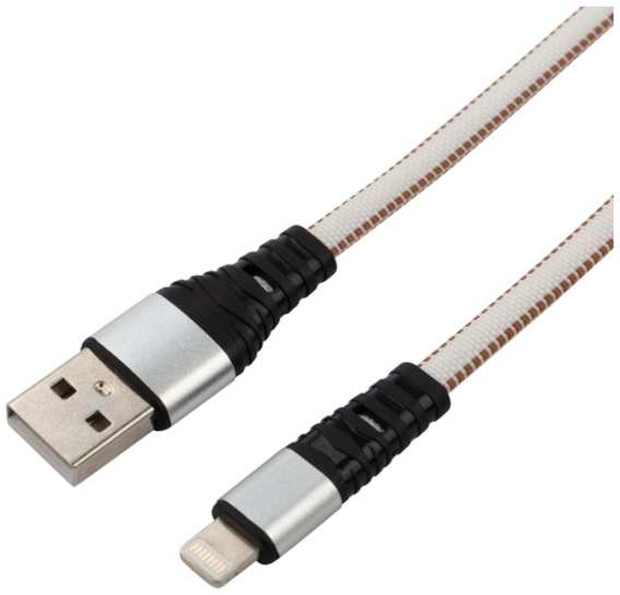 Кабель Rexant USB-Lightning, 2,4 A, 1 м, нейлоновая оплетка, белый (18-7056) 90154422975
