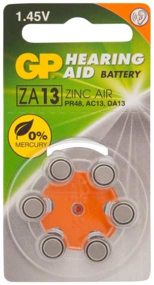 Батарейки GP Zinc Air PR48, 6 шт (ZA13FRA-9D6)