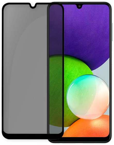 Защитное стекло с рамкой PERO Full Glue Privacy для Samsung Galaxy A22, черная рамка (PGFGP-SA22)