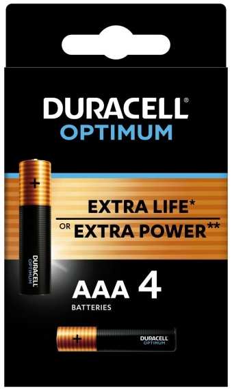 Батарейки Duracell Optimum LR03-4BL, ААА, 4 шт (Б0056021)