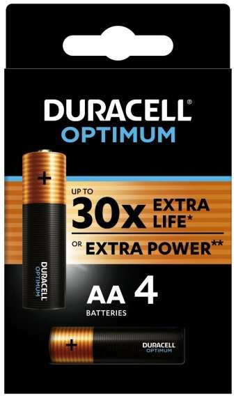 Батарейки Duracell Optimum АА LR6-4BL, 4 шт (Б0056020) 90154483857