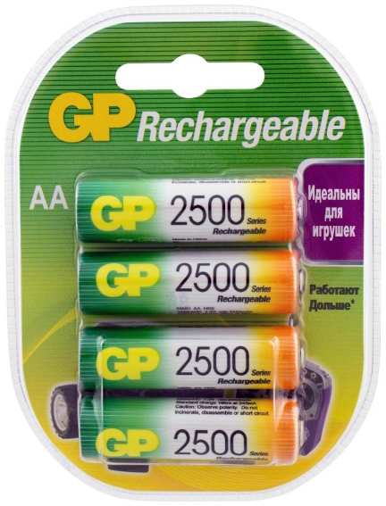 Аккумуляторы GP AA (HR6) 2500mAh, 4 шт (250AAHC-2DECRC4)