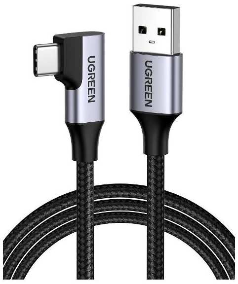 Кабель UGREEN USB-A Male/USB-C Male 3.0 3A 90-Degree Angled Cable, 1 м, черный (20299) 90154600228