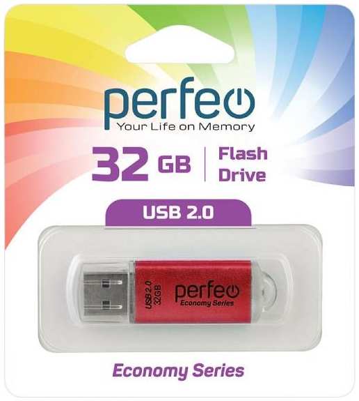 USB-флешка PERFEO Economy Series E01 USB 32GB Red (PF-E01R032ES) 90154608500