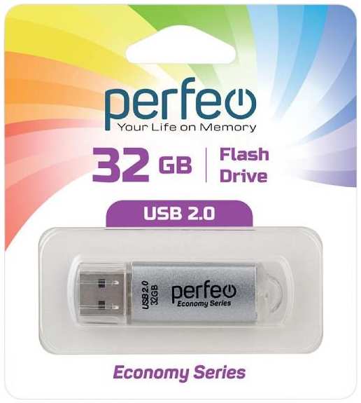USB-флешка PERFEO Economy Series E01 USB 32GB Silver (PF-E01S032ES) 90154608501
