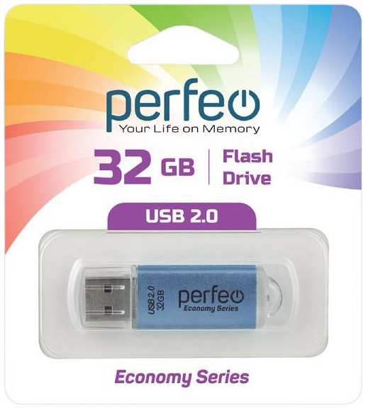 USB-флешка PERFEO Economy Series E01 USB 32GB Blue (PF-E01N032ES) 90154608502
