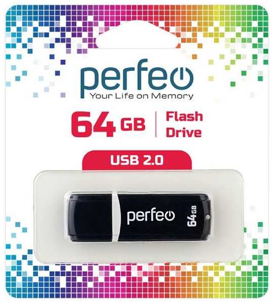 USB-флешка PERFEO C02 USB 64GB Black (PF-C02B064) 90154608523