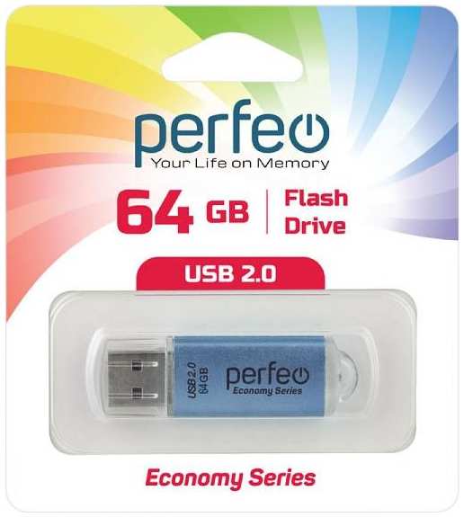 USB-флешка PERFEO Economy Series E01 USB 64GB Blue (PF-E01N064ES) 90154608573