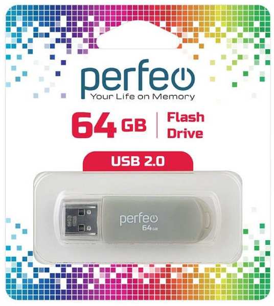 USB-флешка PERFEO C03 USB 64GB Grey (PF-C03GR064) 90154608589