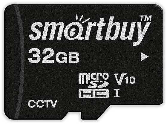 Карта памяти Smartbuy micro SDHC 32GB Class 10 U1 V10 для видеонаблюдения, с адаптером SD (SB32GBSDCCTV)