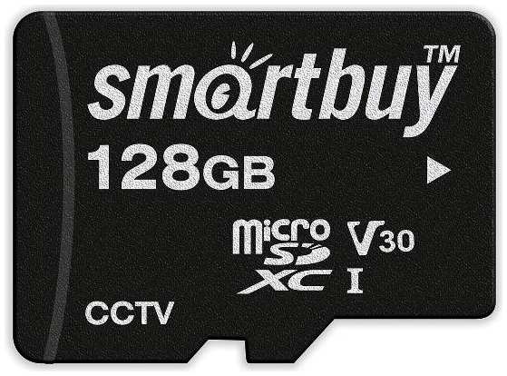 Карта памяти Smartbuy micro SDXC 128GB Class 10 U3 V30 для видеонаблюдения, с адаптером SD (SB128GBSDCCTV)