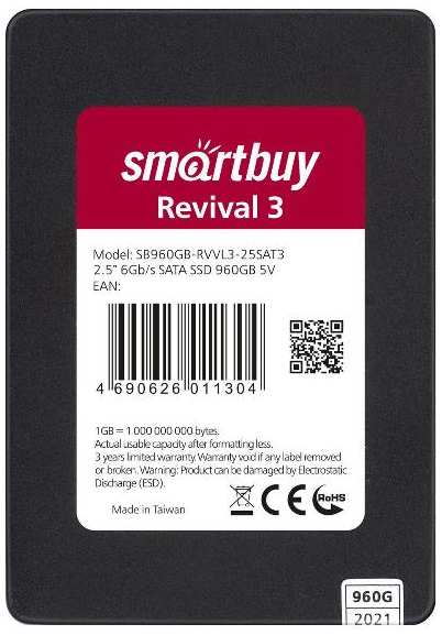 SSD накопитель Smartbuy Revival 3 TLC SATA3 960GB (SB960GB-RVVL3-25SAT3) 90154610860